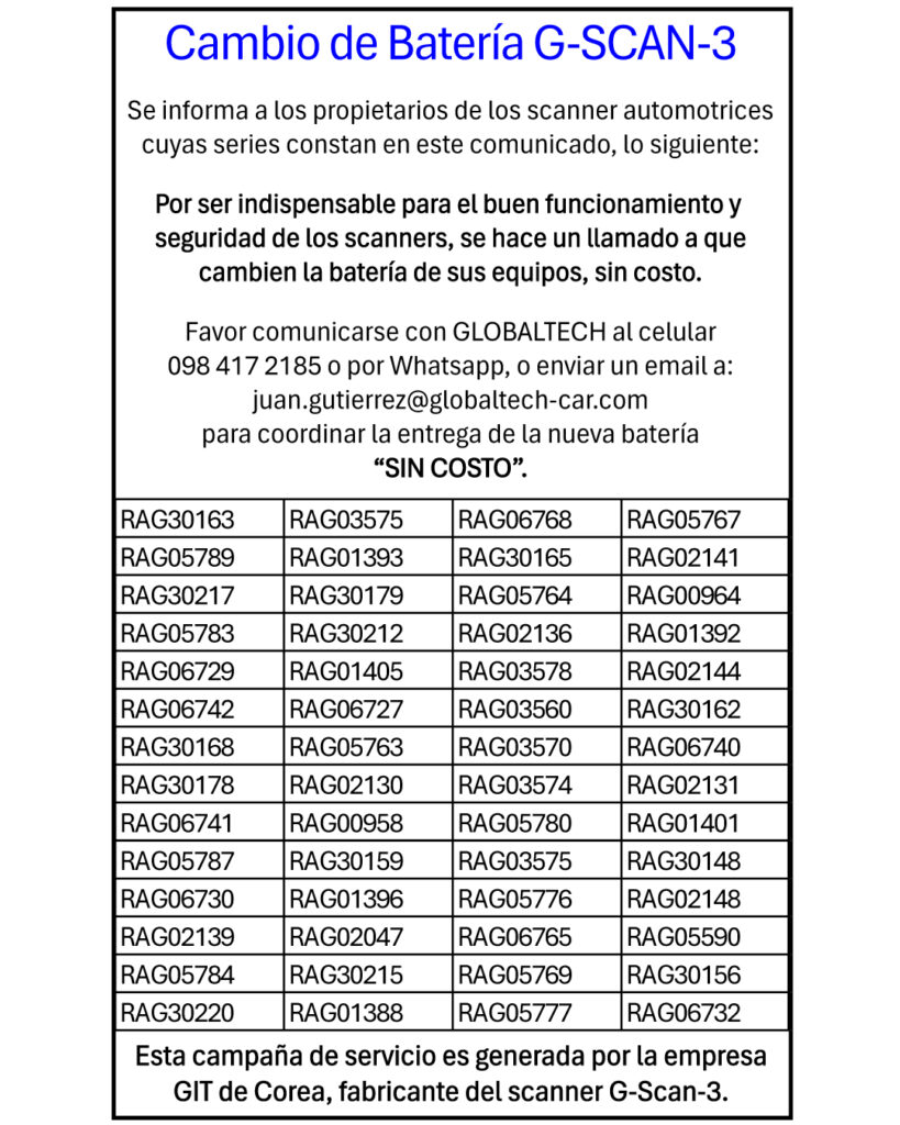 Cambio de Batería G-SCAN-3