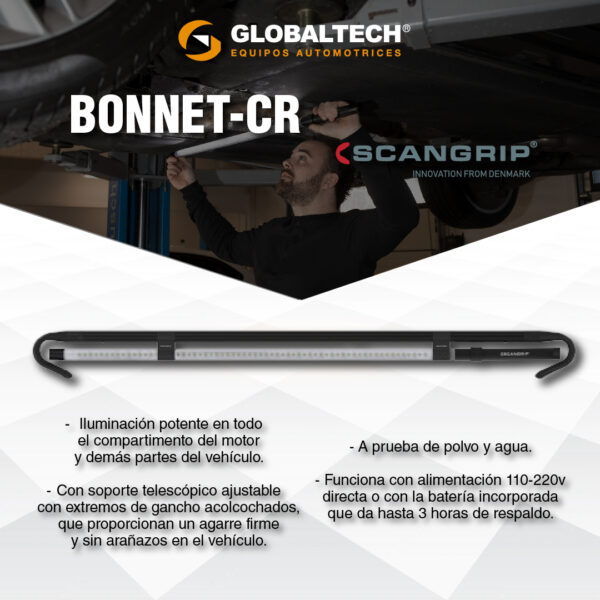 Descripción de la luz Bonnet de Globaltech